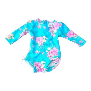 Ruffle Butts Long Sleeve One Piece Rash Guard| SIZE 6-12M